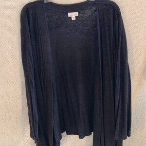 Women's J. Jill XL Navy Blue Linen Cardigan